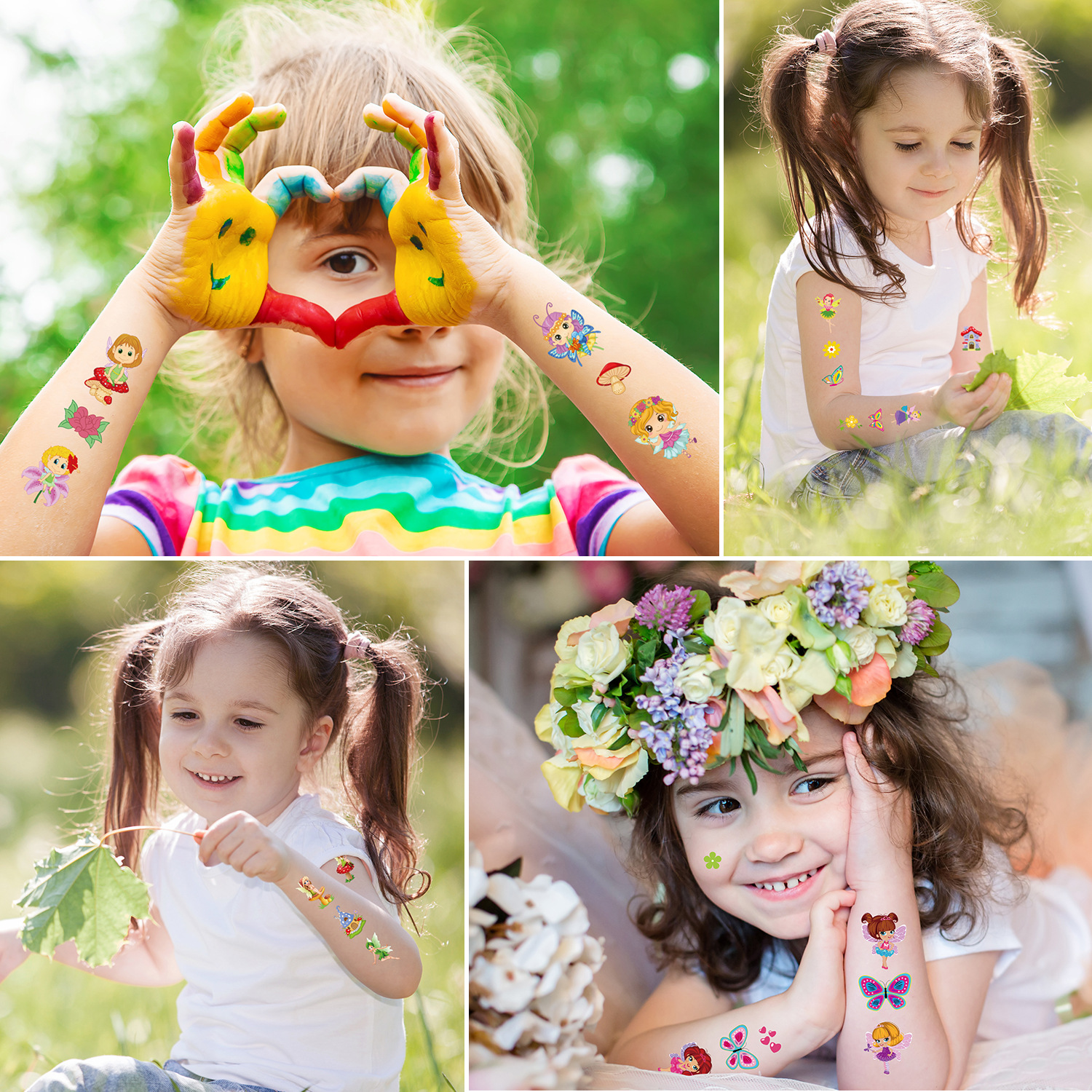 Nueva Flor de dibujos animados hadas niños tatuaje pegatinas lindo diversión Juguetes regalos fiesta temporal pegatinas en stock
