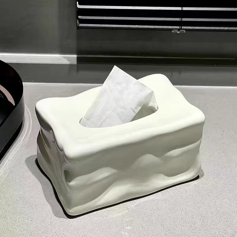 北欧風陶磁ティッシュケース収納ケース軽贅沢高級銀色氷高顔値チーズチーズテーブルトップ置物