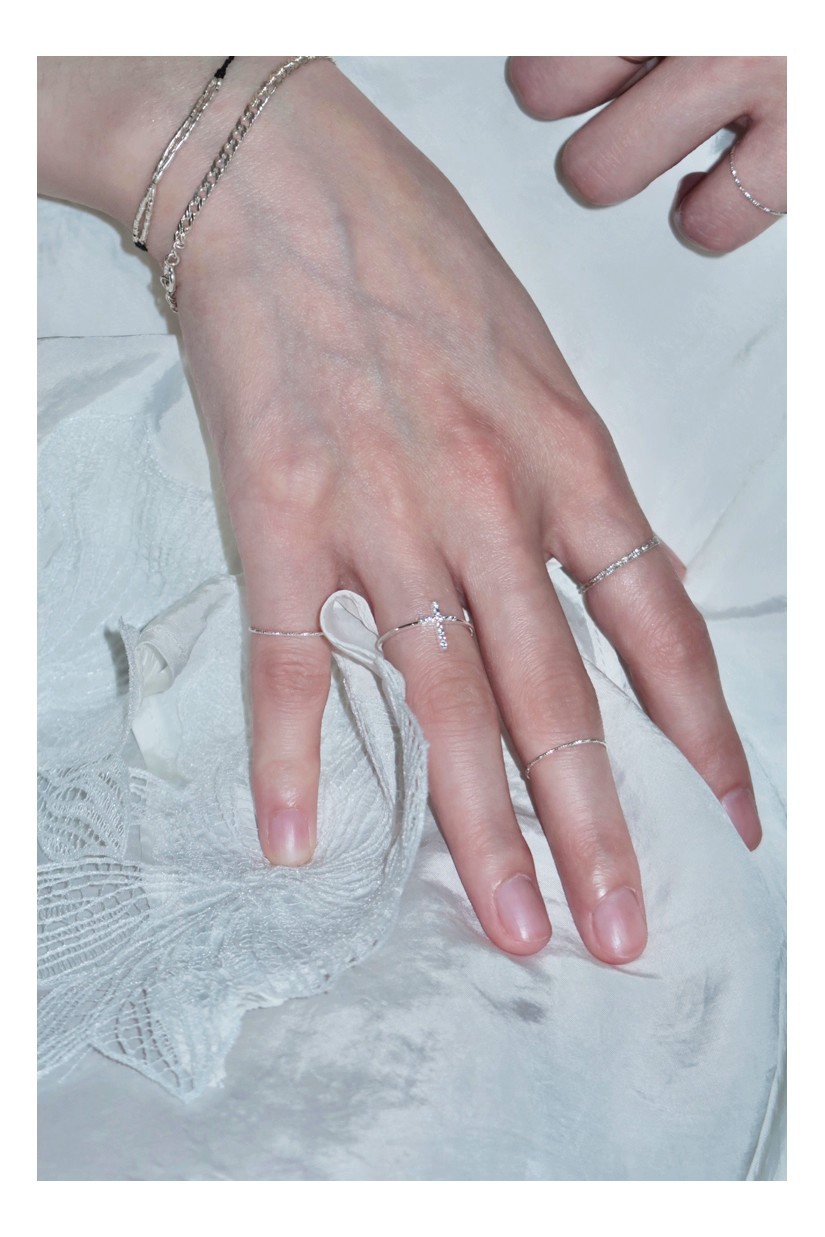 Zirkon Blumen Herz Kreuz Stapelring Set Vielseitiger Schmuck_voghion.com