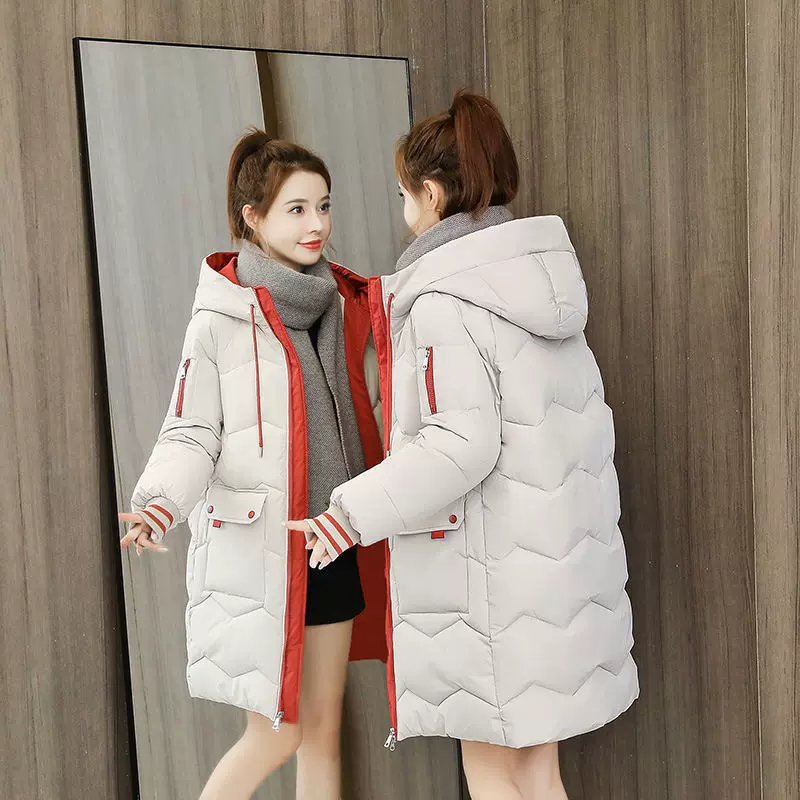 跨境中长款羽绒棉服女冬季外套加厚棉袄修身面包服棉衣夹克潮防寒