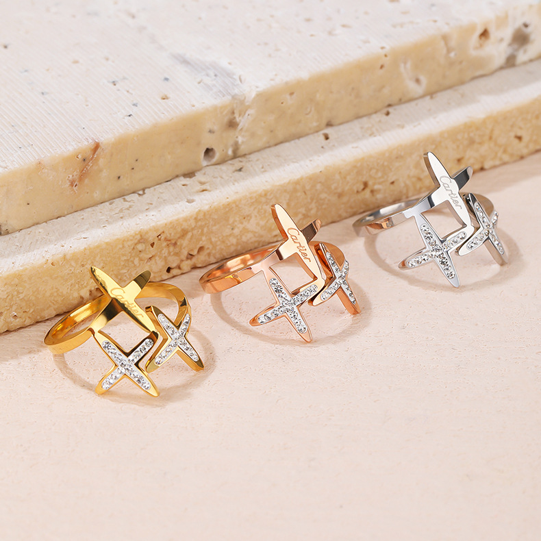5g Weight Commute Geometric Titanium Steel Artificial Gemstones Rings In Bulk