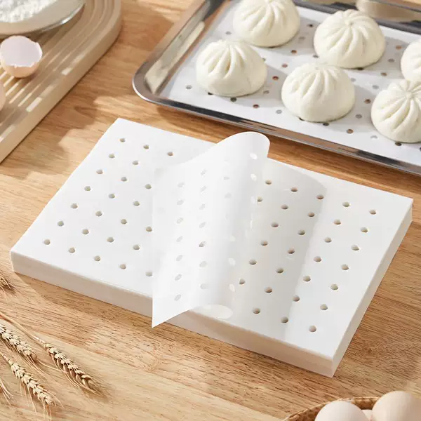 Durable Rectangular Steamer Paper for Steaming Buns and Dumplings in a Steamer or Oven, Disposable Steamer Paper