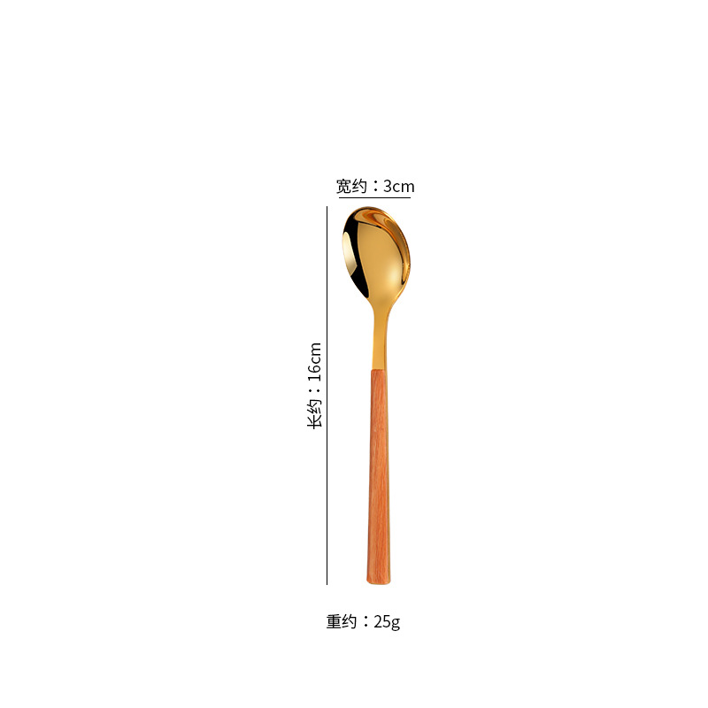 한국식 황금 디저트 스푼 핸들