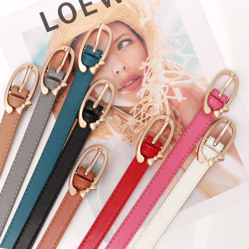 New Cute Ladylike PU Women's Belt with Small Butterfly Bow KT Cat Pin Buckle - Versatile Belt for Women to Match Jeans