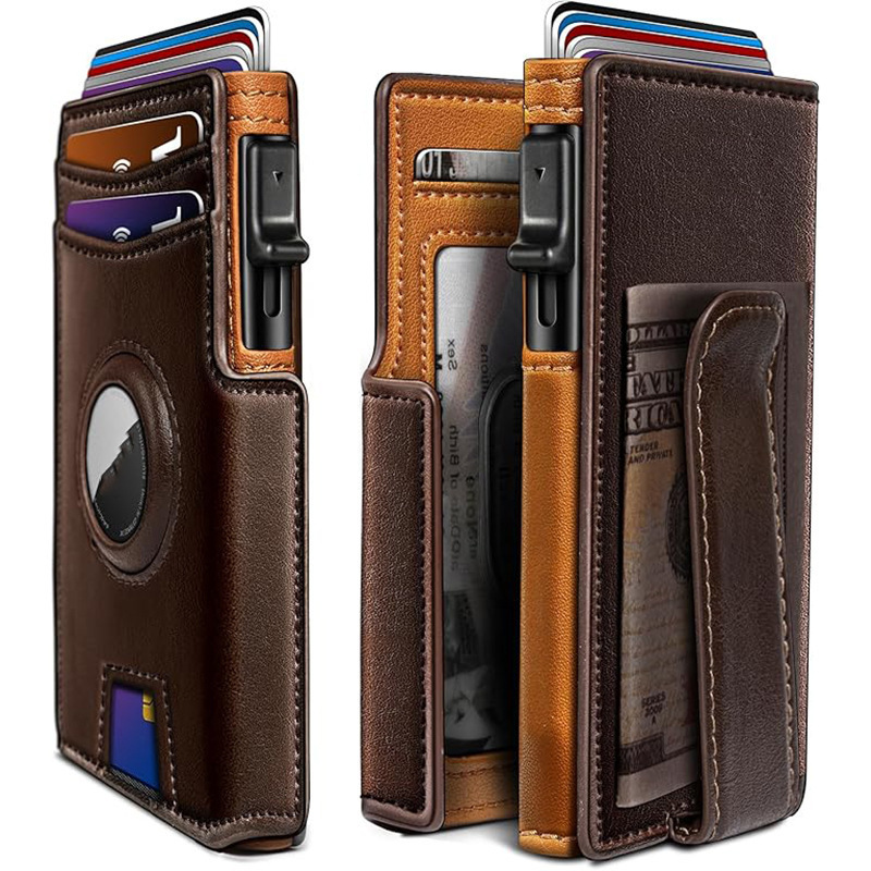 Cross-Border Airtag Wallet Carbon Fiber Pattern Genuine Leather Wallet Multi-Card Slot Short Metal Card Holder Men's Wallet Cross-Border Airtag Wallet Carbon Fiber Pattern Genuine Leather Wallet Multi-Card Slot Short Metal Card Holder Men's Wallet