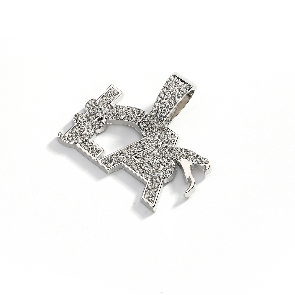 Nuevos productos transfronterizos calientes llenos de letras de diamante LA forma de serpiente personalidad collar logotipo de moda collar de joyas de cadena cubana