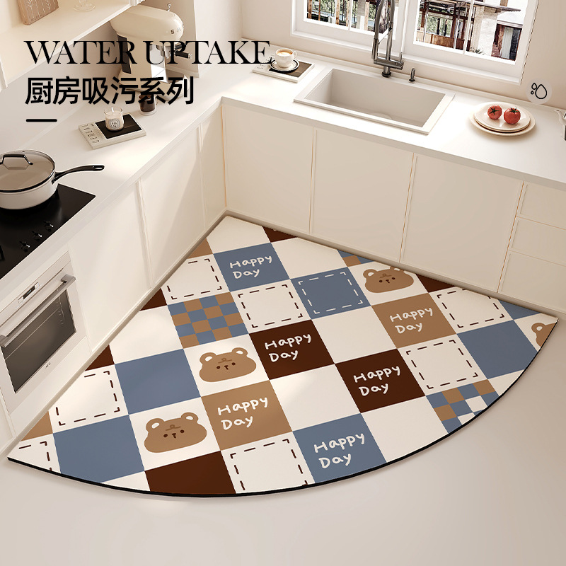 격자 무늬 해피 베어 블루