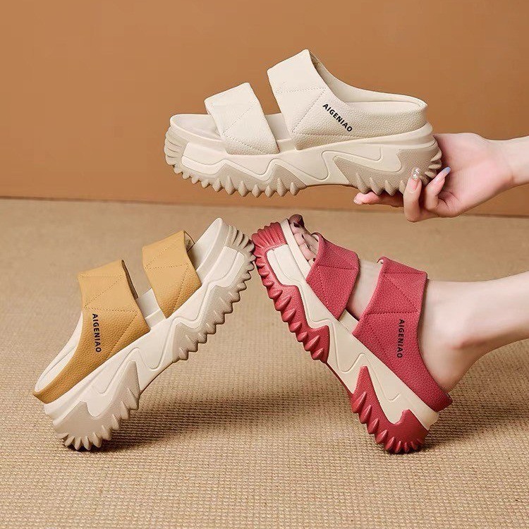 2023 verano de las mujeres sudor de la moda de estilo coreano transfronterizo cómodo muffin nudo zapatos de fondo suave estudiante Zapatos Sandalias