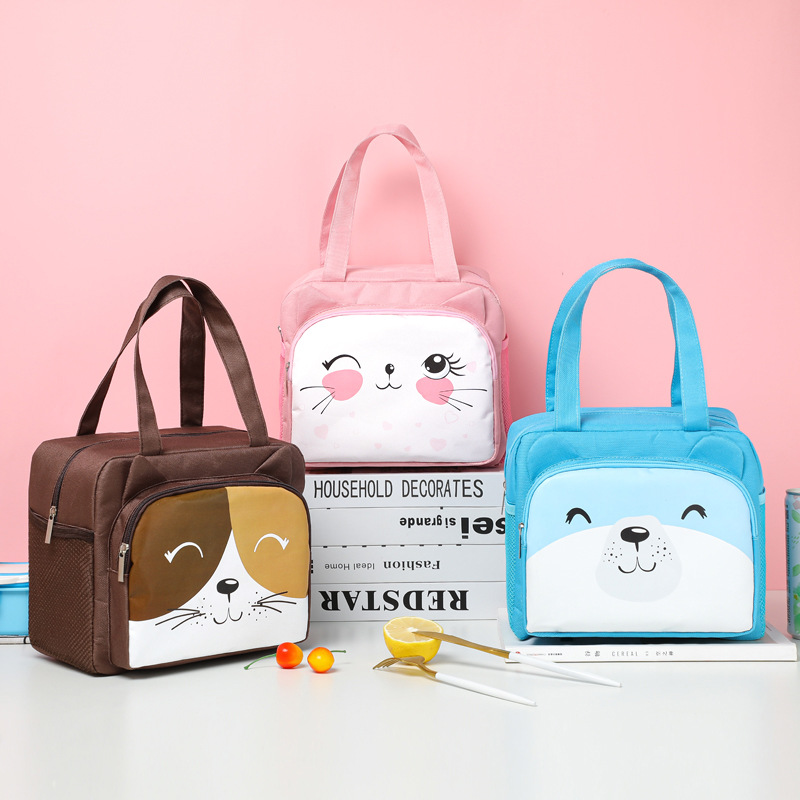 Bolsa de aislamiento portátil cuadrada grande, patrón de dibujos animados, bolsa de almacenamiento de almuerzo para estudiantes, niñas y niños, bolsa de almuerzo para picnic al aire libre