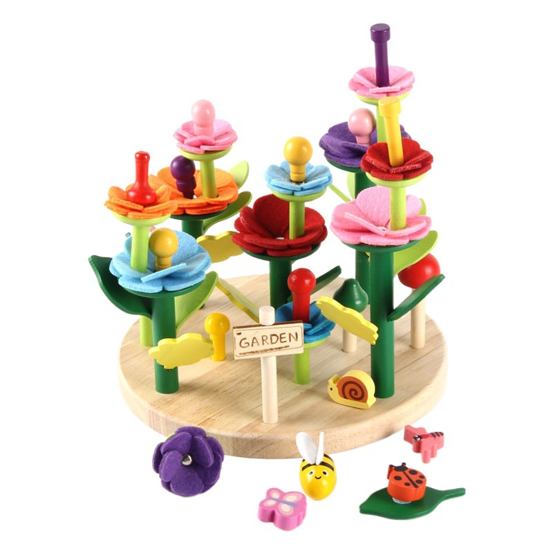 Bloques de construcción transfronterizos para niños Juguetes de madera para jardín Variedad educativa para niñas Traje de jardín Bloques de construcción DIY creativos