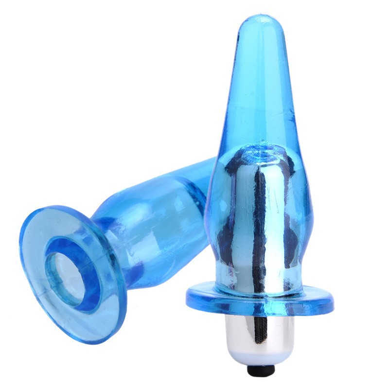 Vibrating Anal Plug with Finger Sleeve Design, TPE, Blue, Adult Unisex — detail image 12