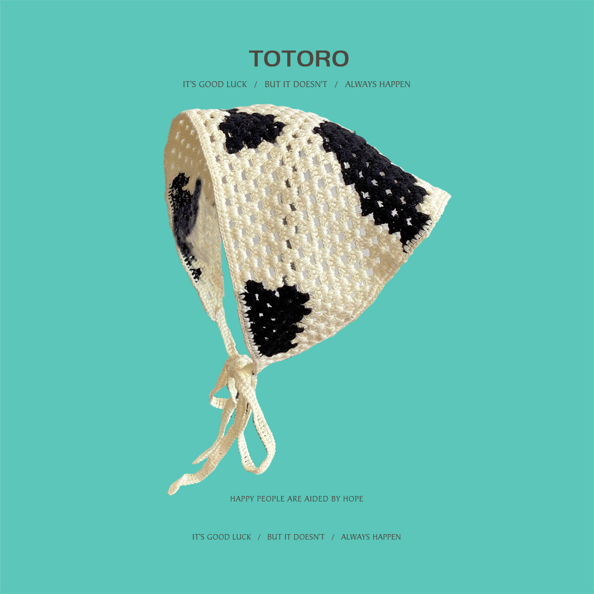 Francia cereza toallas triangulares mujeres primavera y otoño viajes padres-hijos gancho de punto flores hueco pañuelo de arte correa de pelo gorro