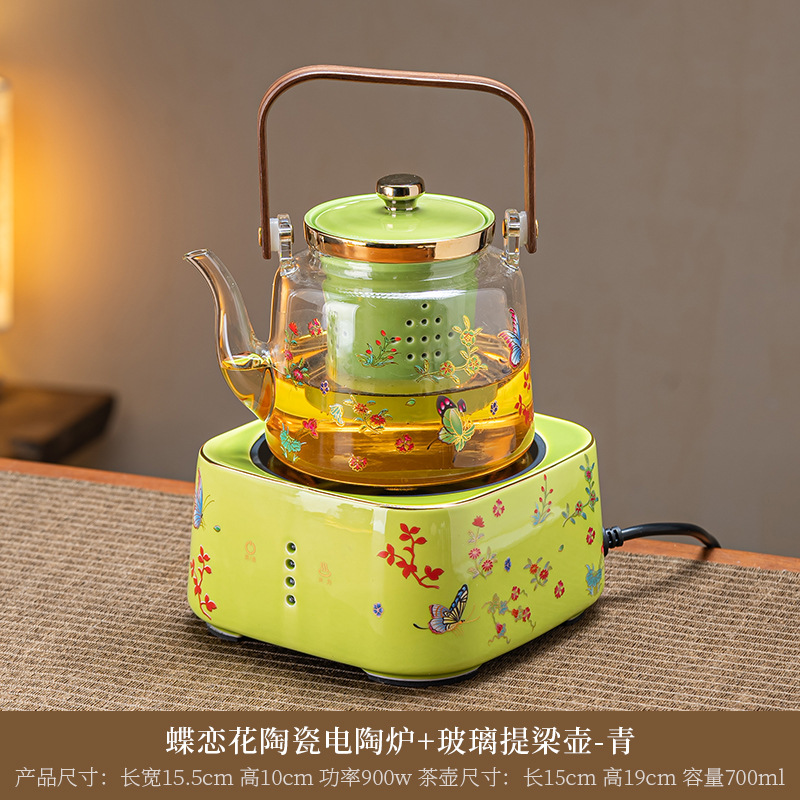 耐熱ガラス製ティーポット、電気陶器コンロ、茶器セット、家庭用、人気のティーコーブラー、湯沸かし器、ティーコーブラー