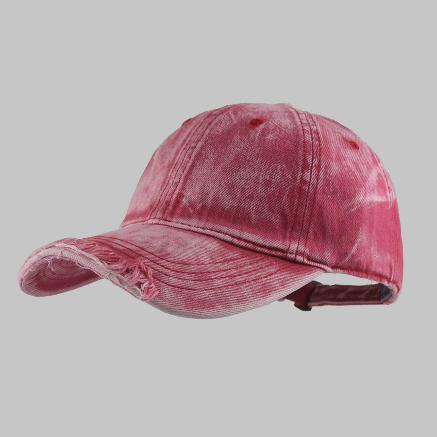 Denim baseball cap, leisure adjustable hat, washed look, size M (56–58 cm)