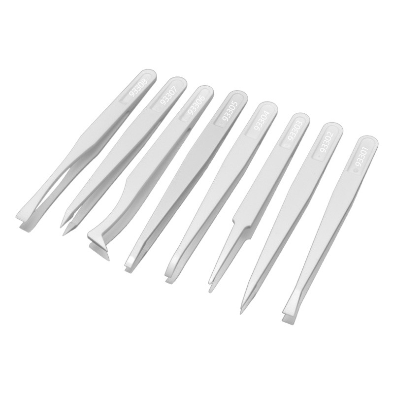 Venta al por mayor fibra de carbono antiestático pinzas de plástico blanco puntiagudo Cabeza ancha cabeza plana libre de polvo pinzas de purificación clip de plástico image 1