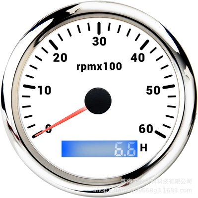 yacht motorboat electric motorcycle: automobile instrument - 6k-tachometer-white-background-silver-edge