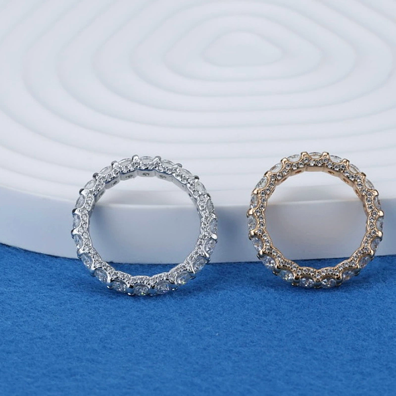 Кольцо из серебра 925 пробы с муассанитом, модные ювелирные изделия, подарок, полный круг, инкрустация, однорядное, с полным бриллиантом, элегантное нишевое доступное роскошное кольцо