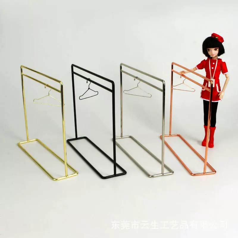 原创专利全尺寸简约铁艺挂衣架BJD娃娃玩具家具小布挂衣铁架怪高