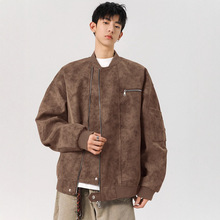 美式飞行员皮衣外套男春秋季高街高级感潮牌短款棒球服工装皮夹克