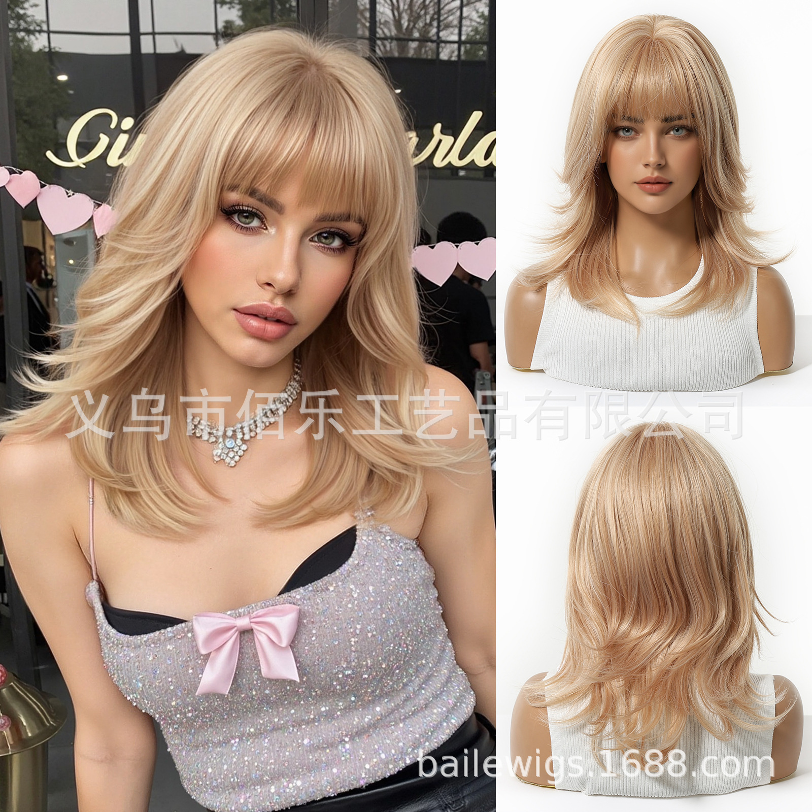 Peluca de venta caliente transfronteriza, color gris, flequillo, cabello rizado natural, casco completo, fibra química, hair femenino, lugar europeo y americano image 10
