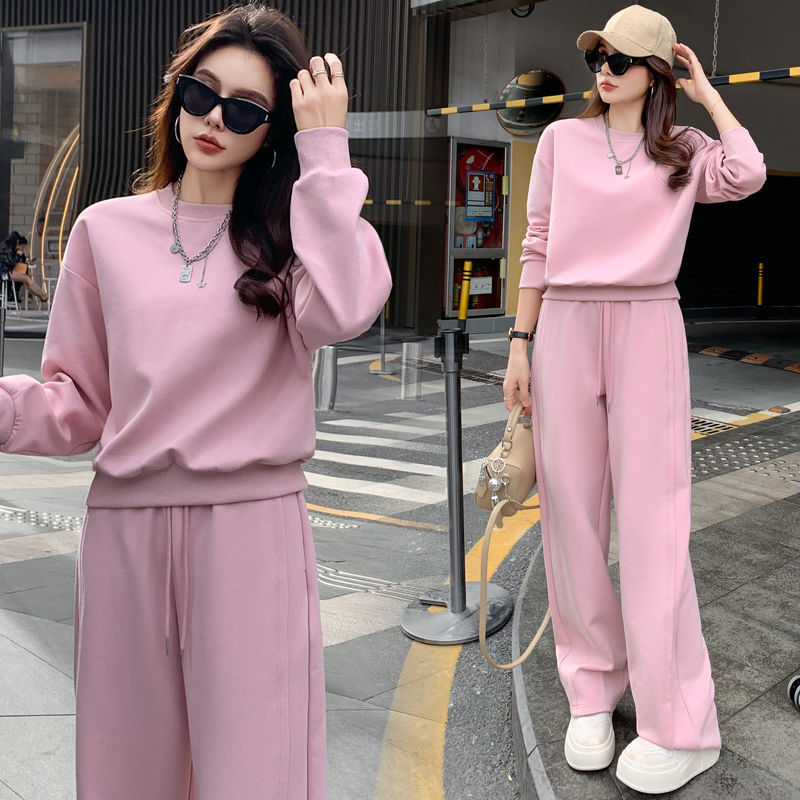 312 # Casual Sports Suit for Women Autumn and Winter 2025 New Style Foreign Style Age-Reducing Loose Slimming Sweatshirt Two-Piece Set for Women