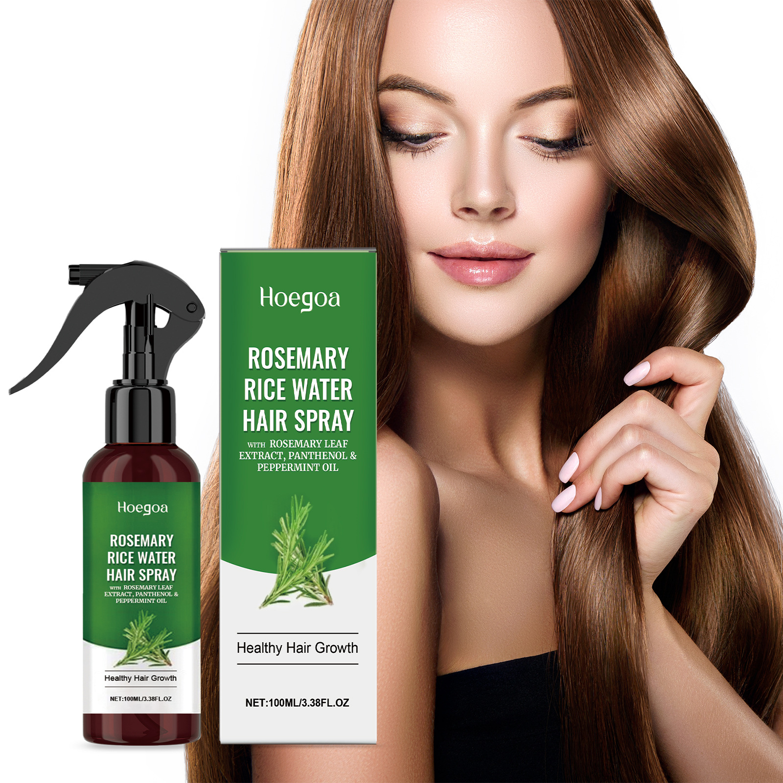 Hoegoa Rosemary Rice Water Hair Spray Nourishes Dry and Frizzy Hair, Moisturizing Hair Care Spray