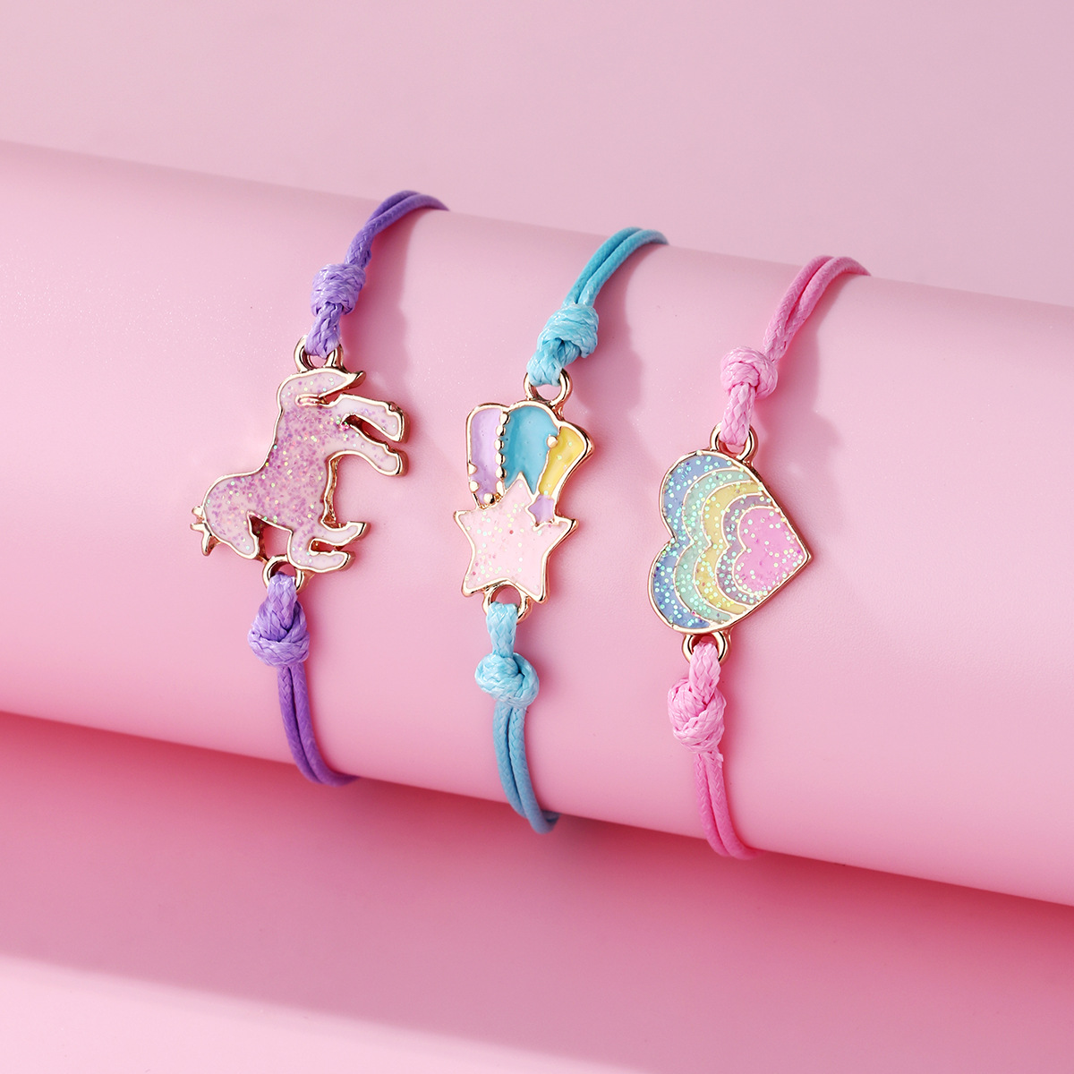Enamel Design Cute Star Heart Shape Alloy Rope Enamel Kid'S Bracelets