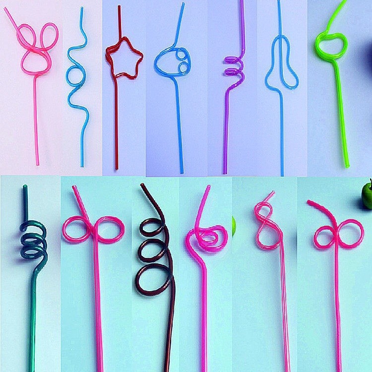 厂家批发塑料造型吸管PET吸管酒吧冷饮派对吸管多种造型食品级