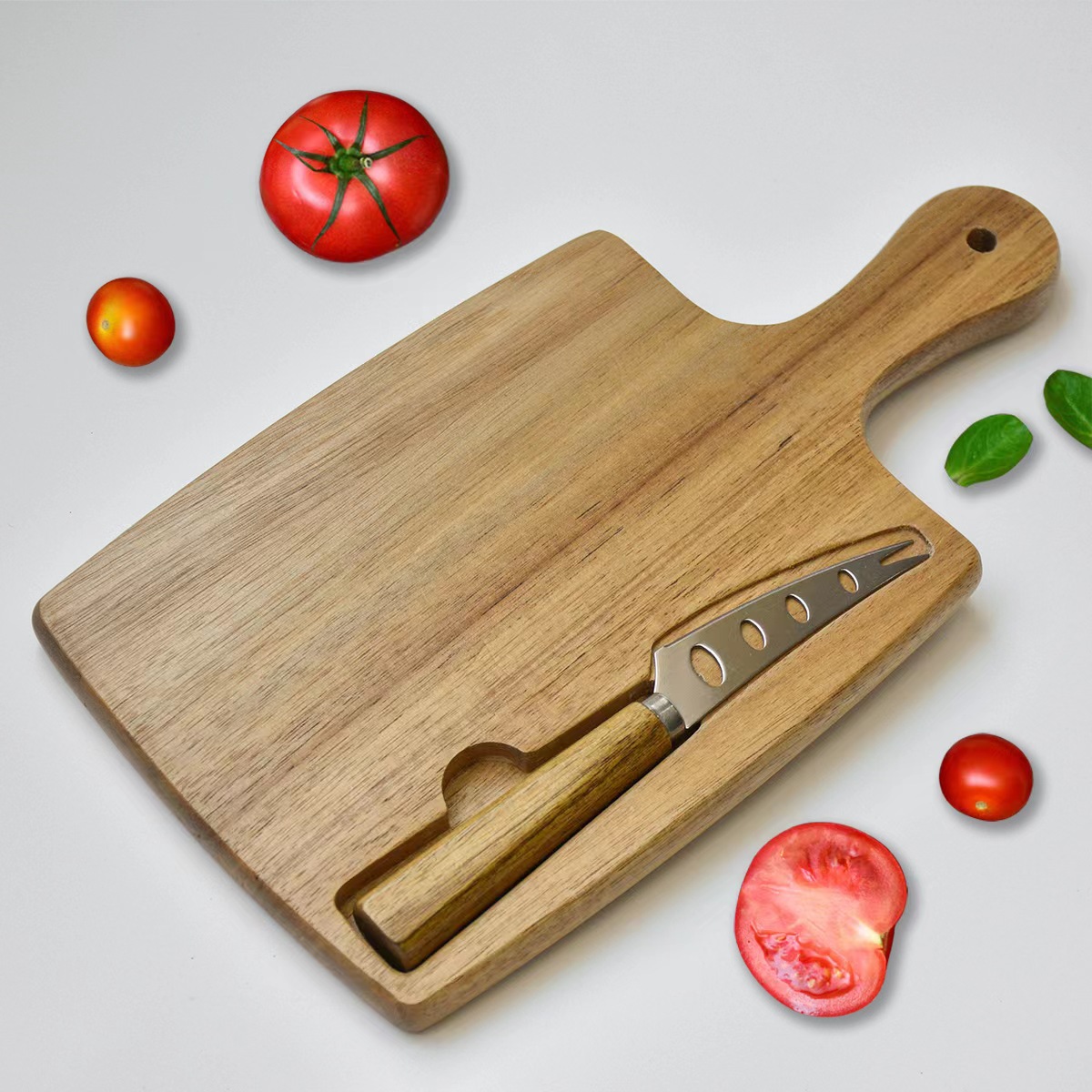 Tablero de madera de acacia tabla de cortar fábrica al por mayor tablero de queso de madera traje tablero de pizza de madera