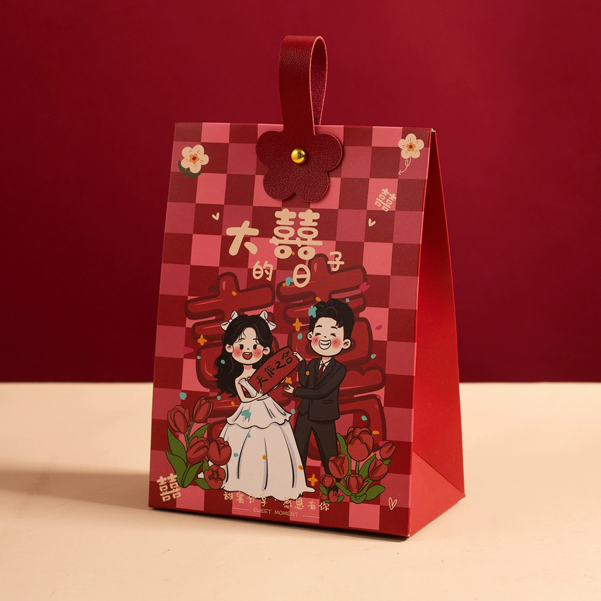 Gift box linen bag set, premium wedding candy boxes, multiple designs, sizes small–medium–big