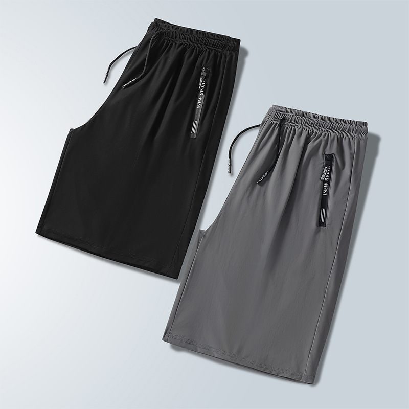 Pantalones de hielo para hombres de verano delgados elásticos transpirables rápidos secos rectos sueltos grandes pantalones de corredor al por mayor