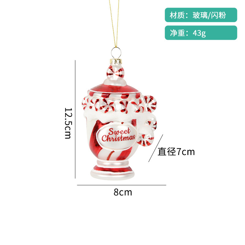 クリスマス装飾手作りクリエイティブ塗装ガラスペンダントケーキ飲料食品造形ペンダントクリスマスツリーペンダント|undefined