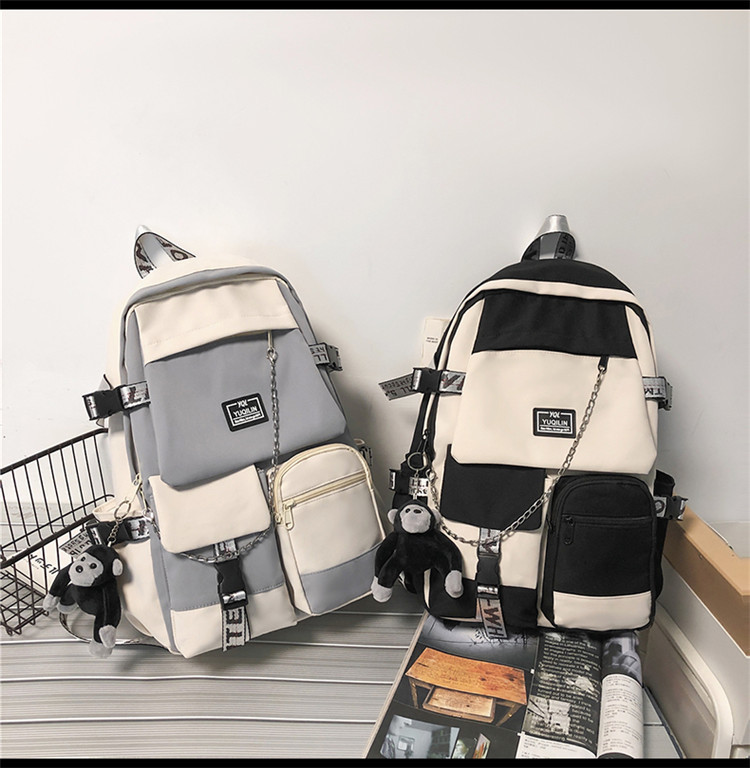 Korean Style Student Backpack Trend Large Capacity Fashion Backpack 30*13*45cm display picture 4