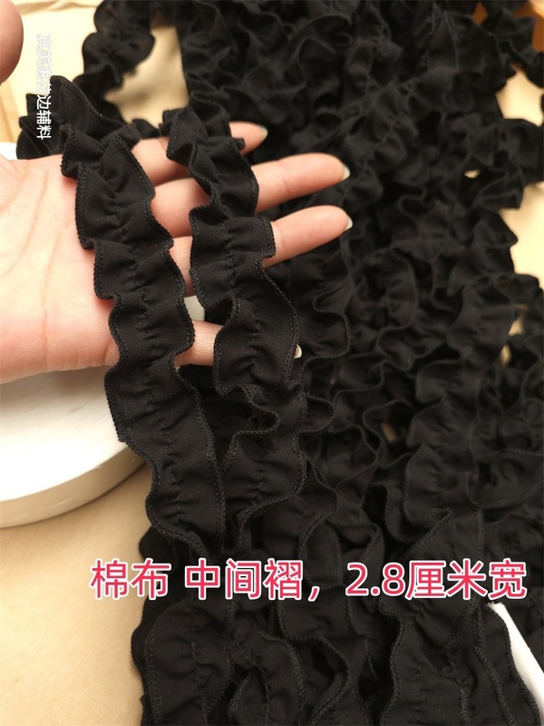 小尺寸白色纯棉布森系领口褶皱边洛丽塔娃娃衣服裙摆袖口花边辅料|undefined
