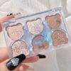 Eyeshadow palette, matte universal face blush, eye shadow for contouring, with little bears, six colors