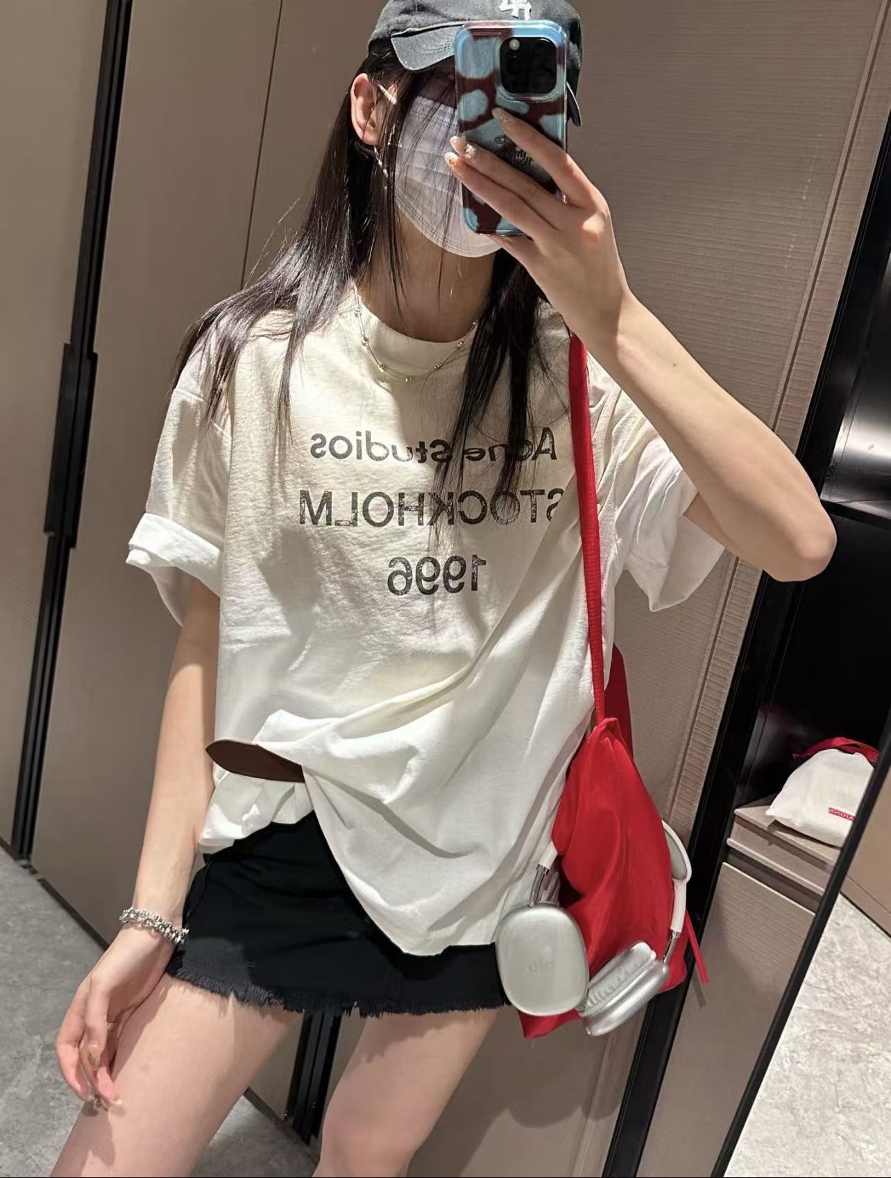 In-Stock Real Photos of the 26 Spring/Summer New Vintage Letter Ac1996 Distressed T-Shirt Short-Sleeve Unisex Couple Style Loose Top