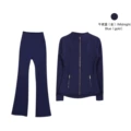 Stand Collar Midnight Blue Gold Flared Suit