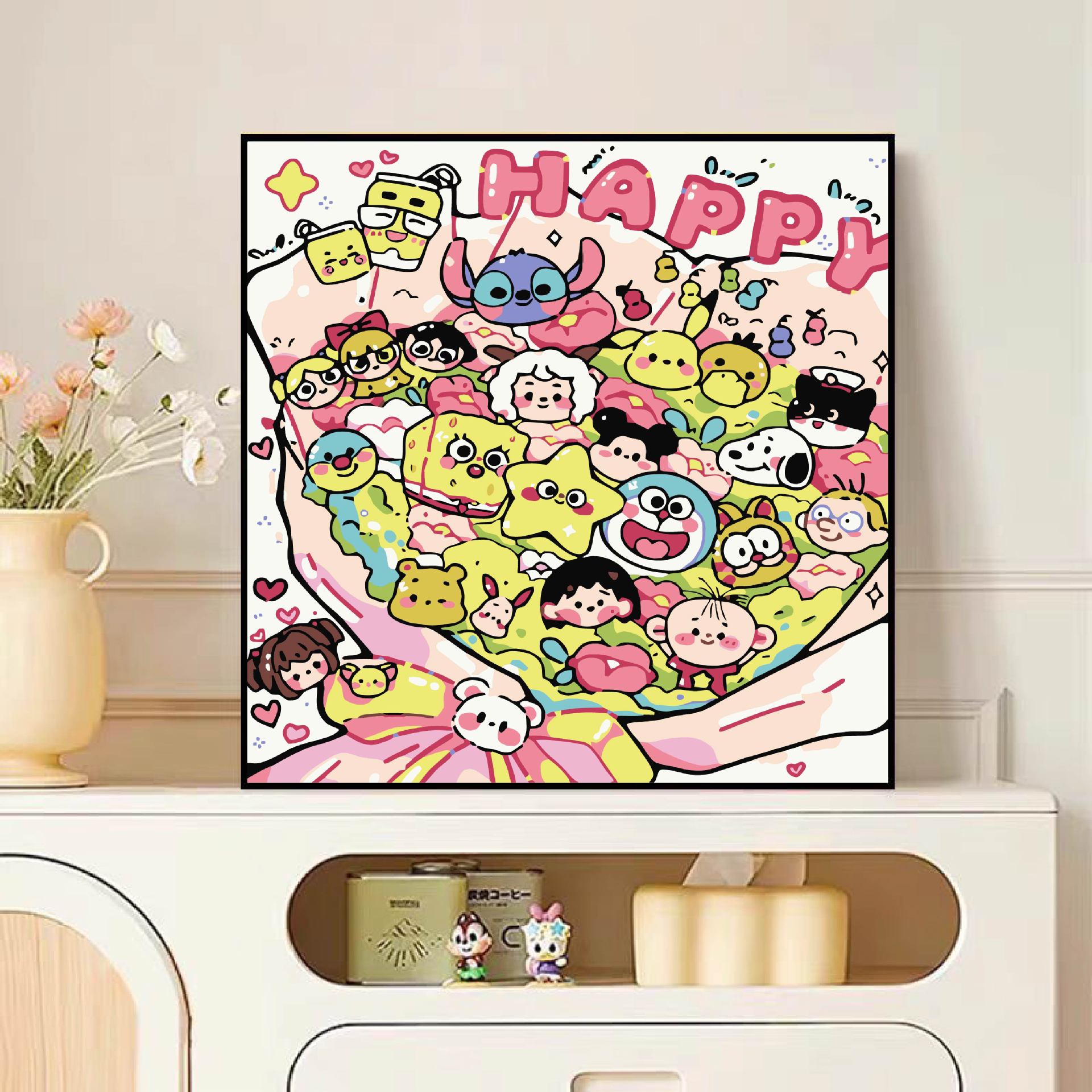 Diy pintura al óleo digital dibujos animados para niños pinturas acrílicas pintadas a mano pinturas de tamaño pequeño pinturas al óleo pintadas de color simple descompresión