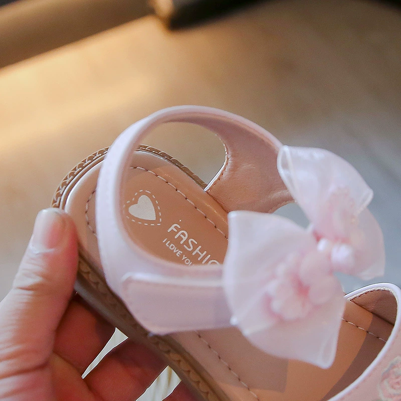 Summer non-slip shoes for princess, universal beach footwear with bow, cute children's sandals, Chinese style