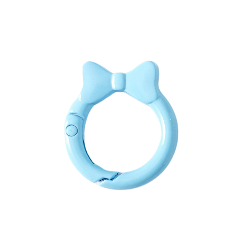 蝶結びカラースプリングバックル蝶ネクタイリング明るいスプリングリングキーホルダーDIY部品合金接続リング