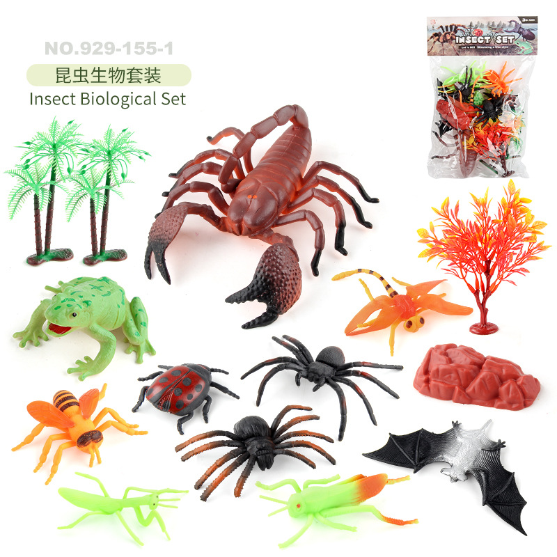 Transfronteriza simulación mini insecto biológico modelo saltamontes araña escarabajo hormiga rana estática decoración traje de juguete