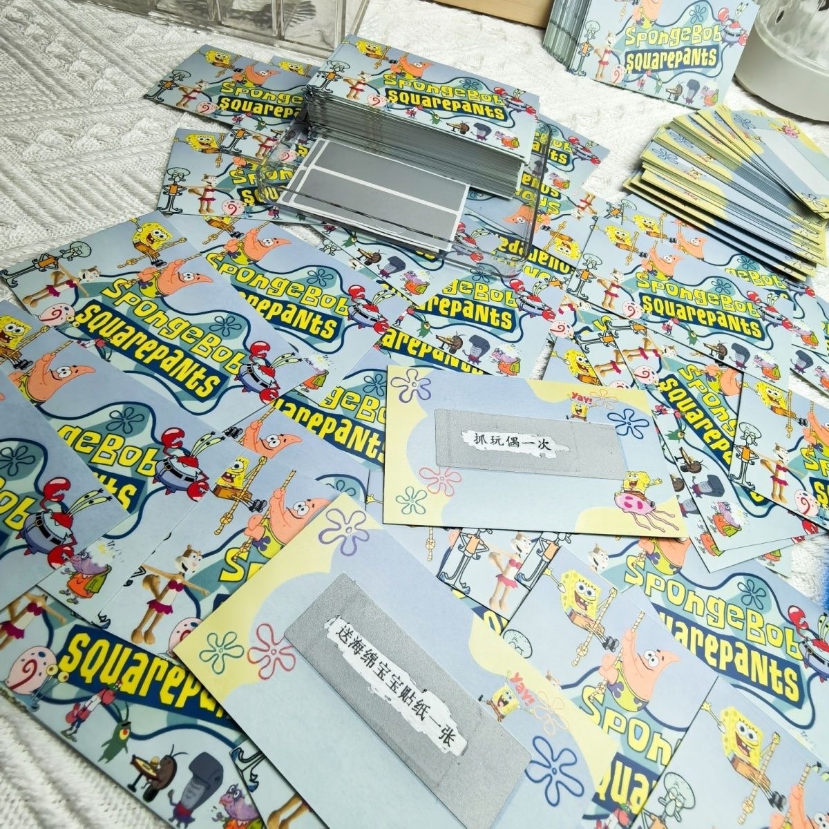 热销爆款海绵宝宝刮刮卡片奖励教具支持各类刮刮卡片定 制批发