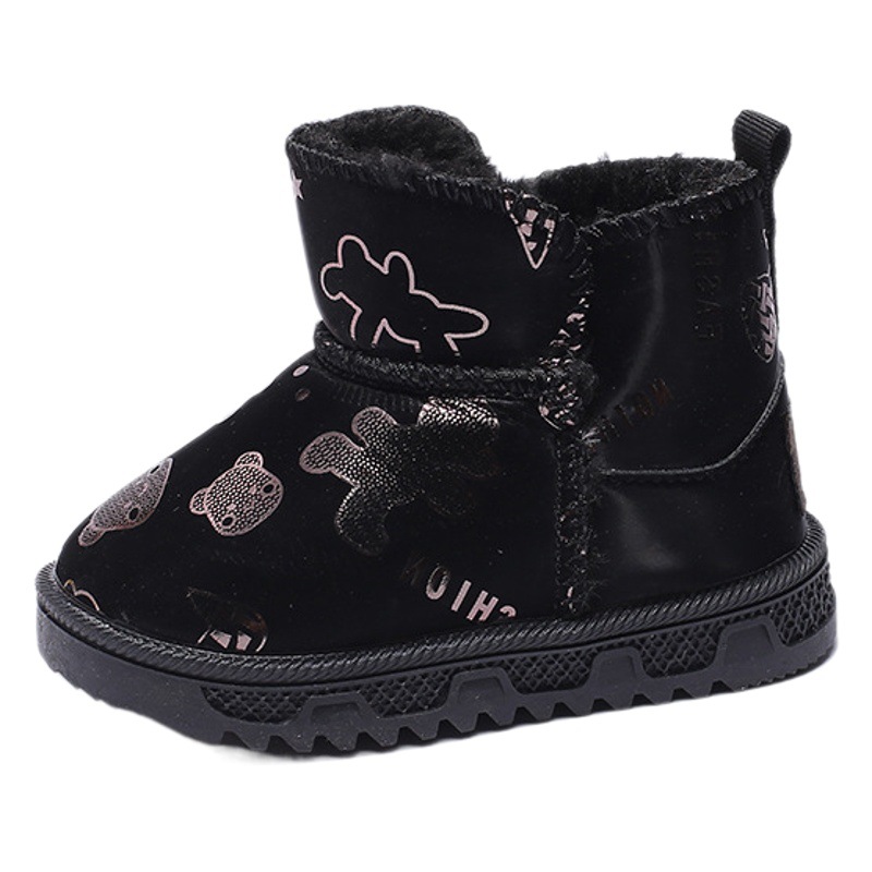 Botas de nieve para niños zapatos de algodón cálido para niñas invierno Nueva caricatura linda con forro polar botas cortas para niños pequeños y medianos