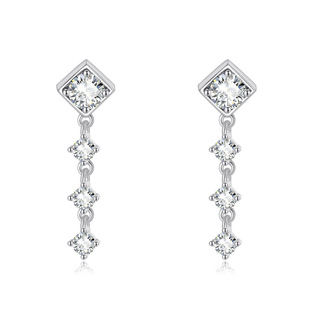 Cross-Border Hot Selling French Elegant Inlaid Moissanite Long Tassel Earrings S925 Sterling Silver Earrings Exquisite and Versatile