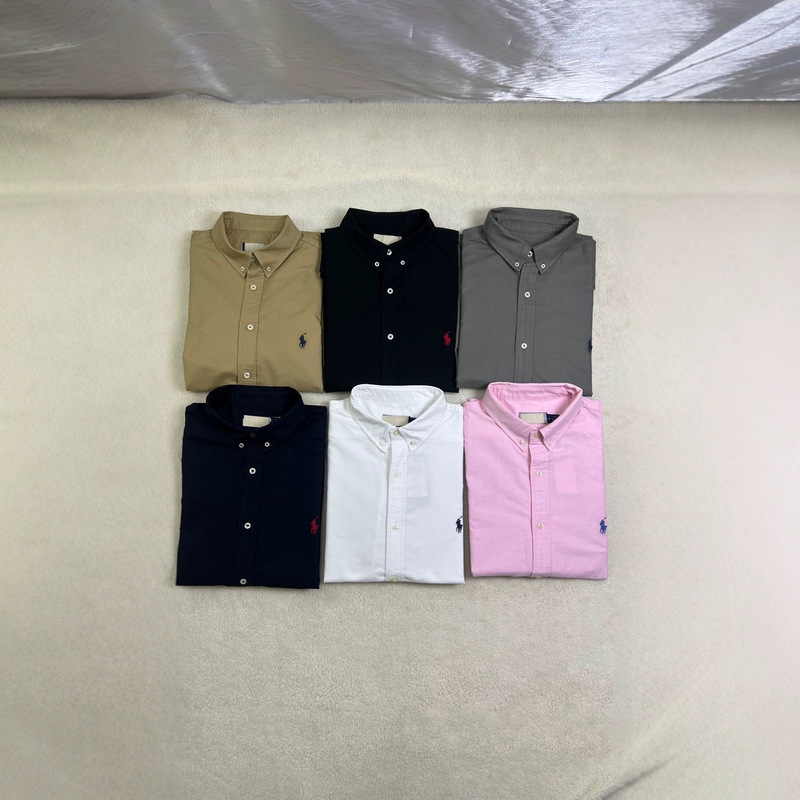 Original Export Product with Qr Code, Rl Ralph Classic Oxford Cloth Pony Shirt, Embroidered Polo Casual Couple Shirt