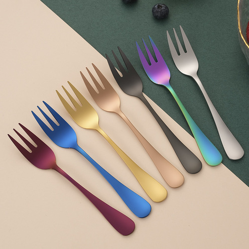1010 Series Stainless Steel Fruit Fork Three-Tine Cake Dessert Fork Hotel Tableware Gift Laser Logo