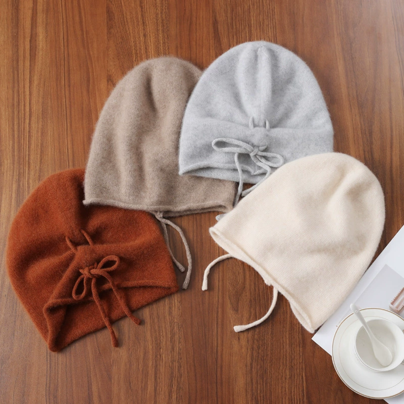 Фабрика оптовая продажа 2024 осень и зима 100 шерстяная вязаная шапка веревка стиль теплая защита уха вязаная шапка шерстяная шапка