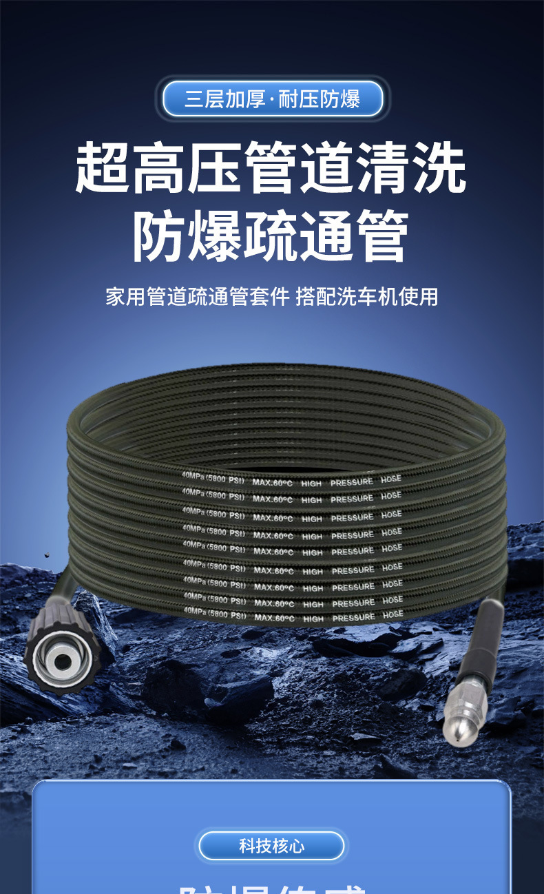 High-Pressure Explosion-Proof Pipe Cleaning Accessories, Household Pipe Cleaning, Sewer Pipe Cleaning Machine, Pipe Cleaning Tool