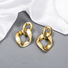 925 Korean retro ear decoration European and American style matte golden geometric diamond temperament cold light wind CCB earrings