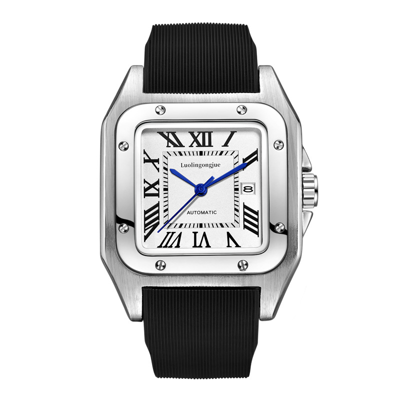 透かし彫りのストライプの山度士の全自動機械は男性の大気の大きい文字板の防水の機械の時計を卸売りして代行します。